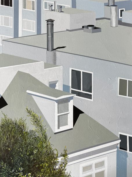 View of roofs and walls of other buildings, light grays