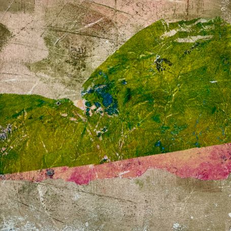 Green and tan tissue paper collage