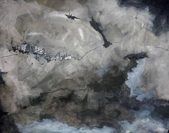 Dark swirling gray with tear on left