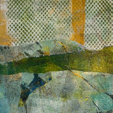 Green and yellow tissue paper collage